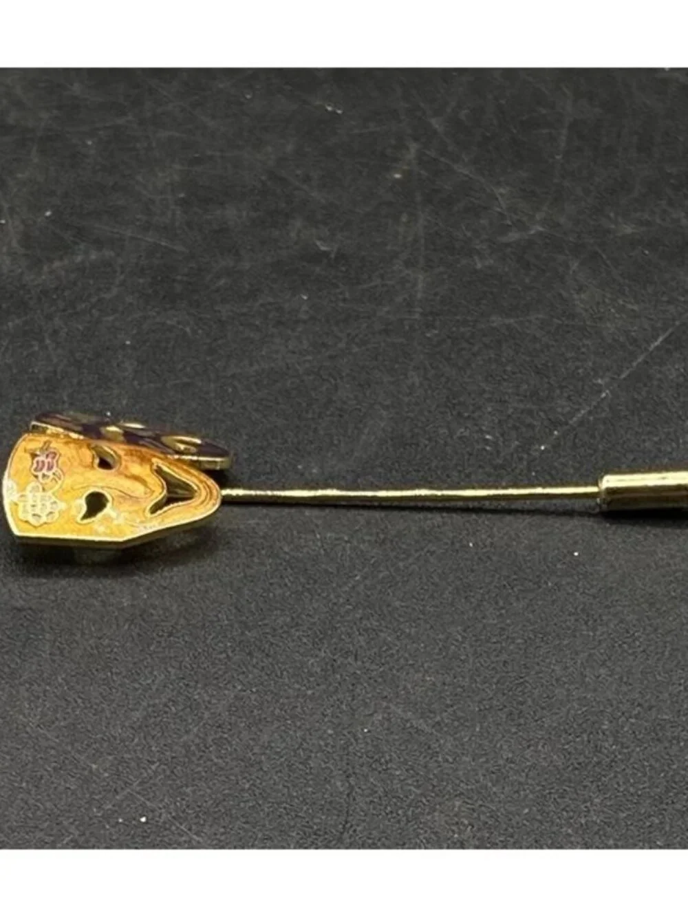 Comedy Tragedy Masks Cloisonné Enamel Stick Pin Vintage - Picture 8 of 9